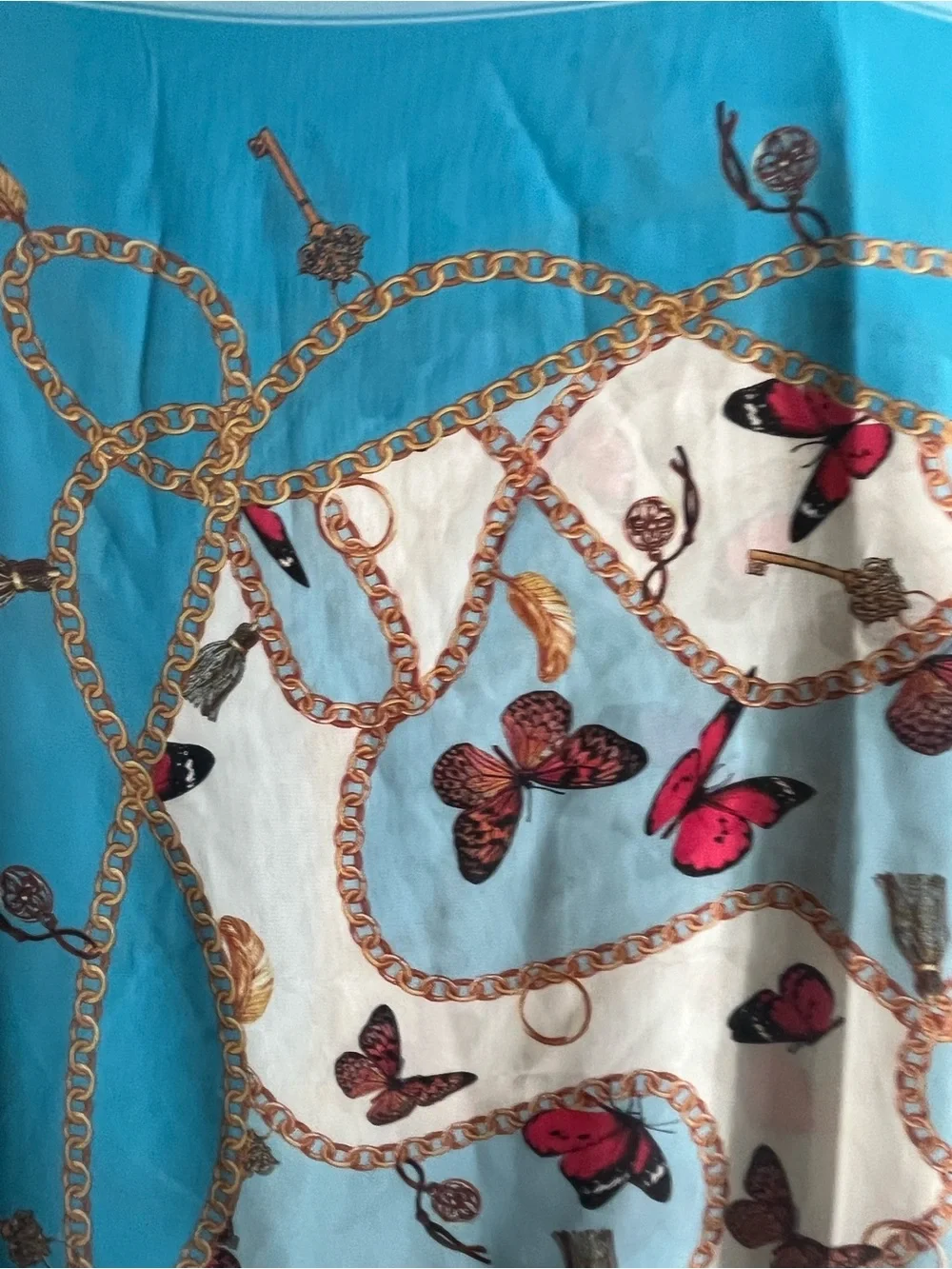 Light Blue Butterfly Print scarf